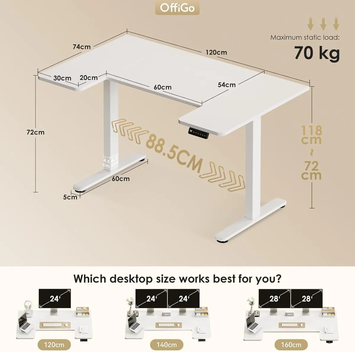 Adjustable Desk U Shaped Standing with 3 Memory - Image 2