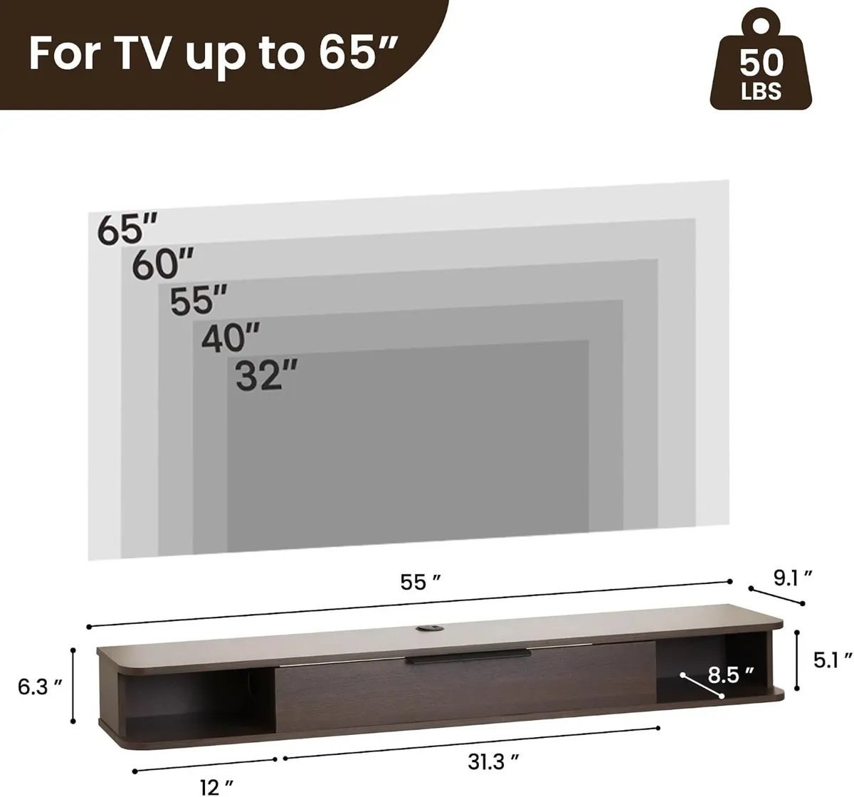 TV Cabinet Stand 140CM Floating Media Console - Image 2