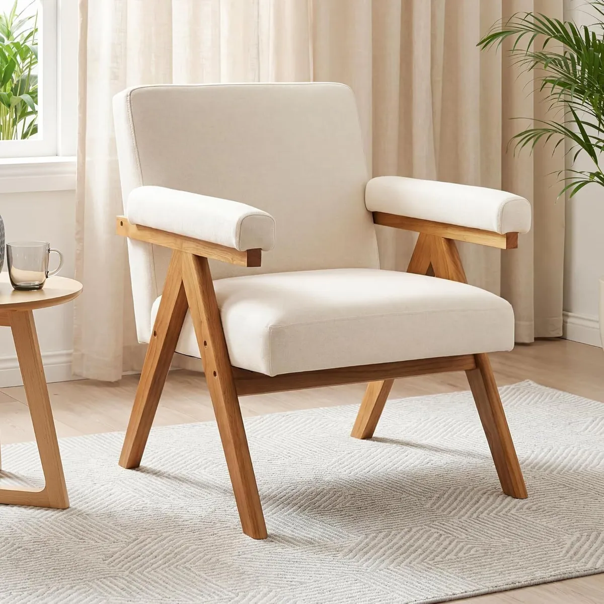 Modern Accent Armchair Upholstered Fabric Comfy - Image 1