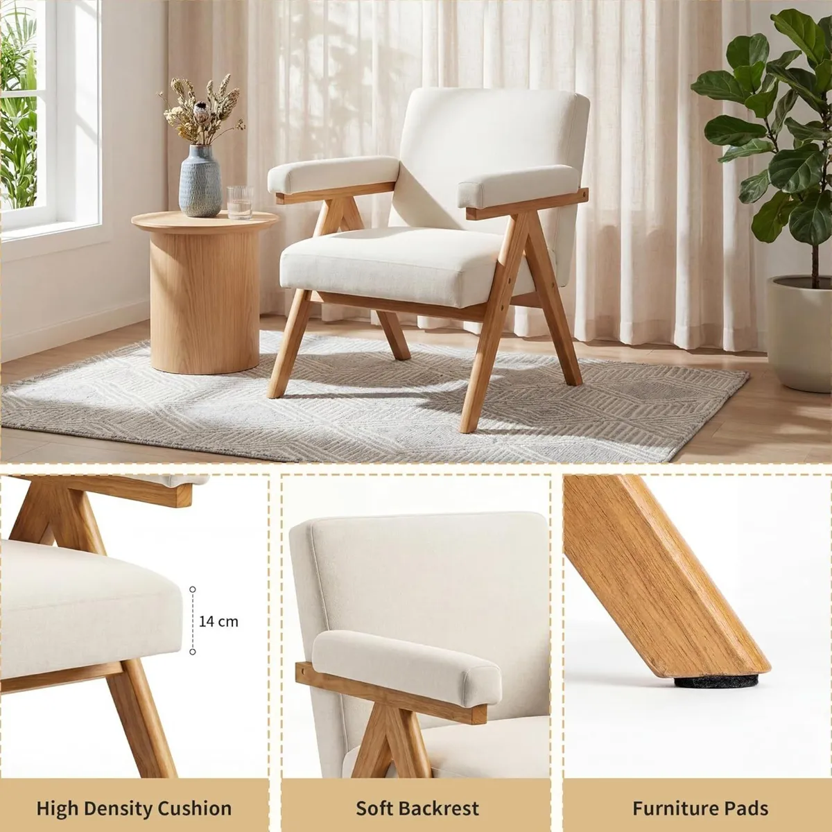 Modern Accent Armchair Upholstered Fabric Comfy - Image 3