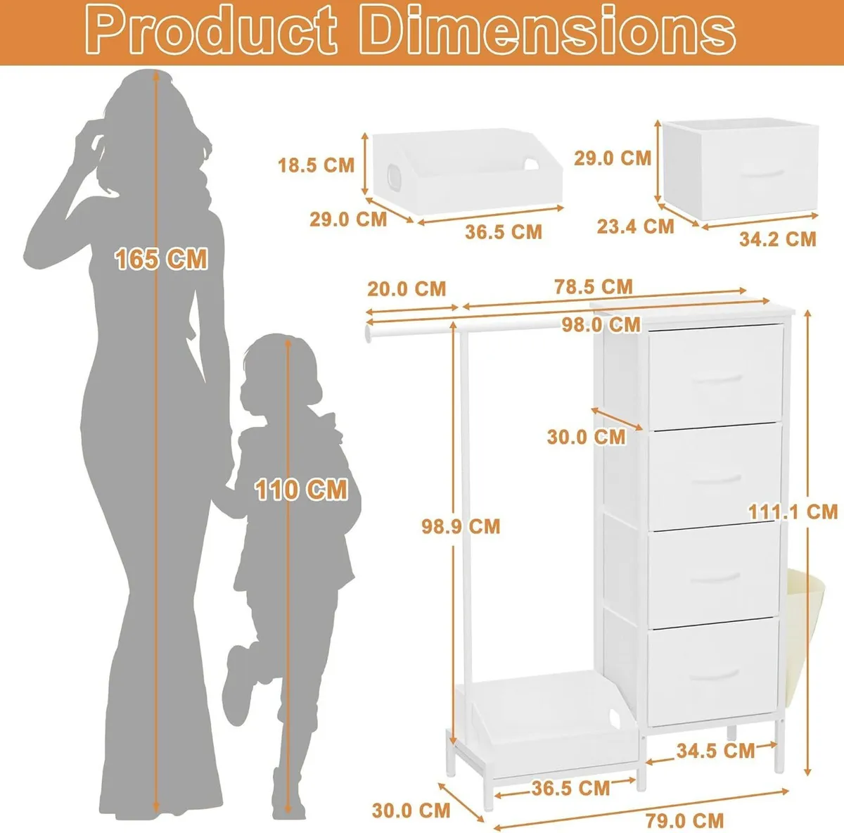 Chest of Drawers with Retractable Hanging Rail - Image 3