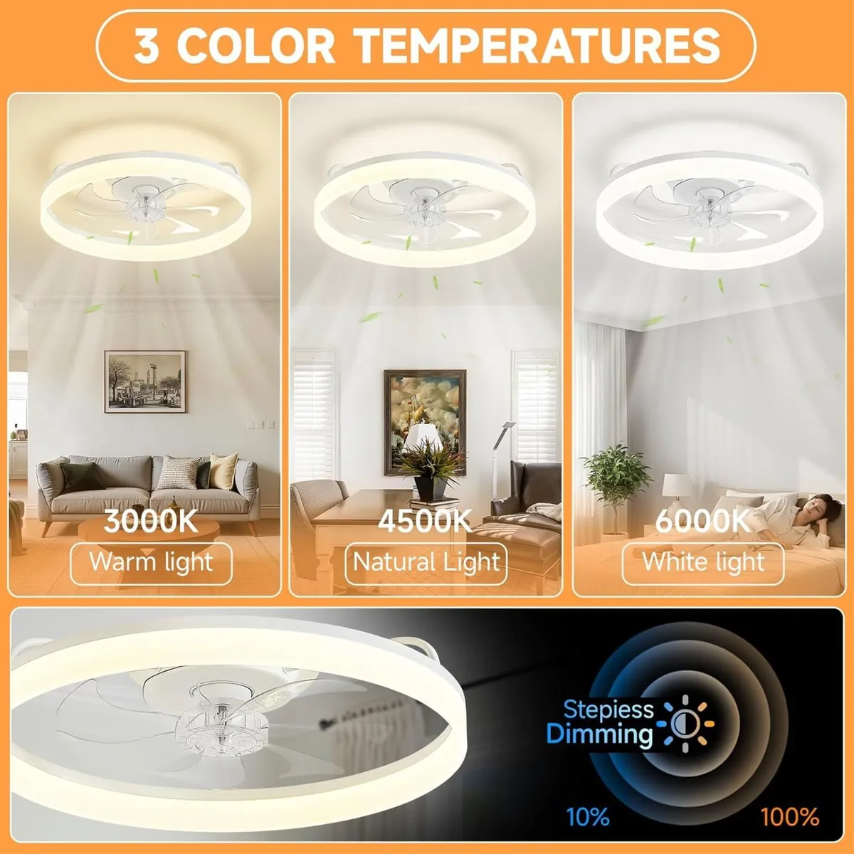 Reversible Quiet Ceiling Fans with Lights - Image 3