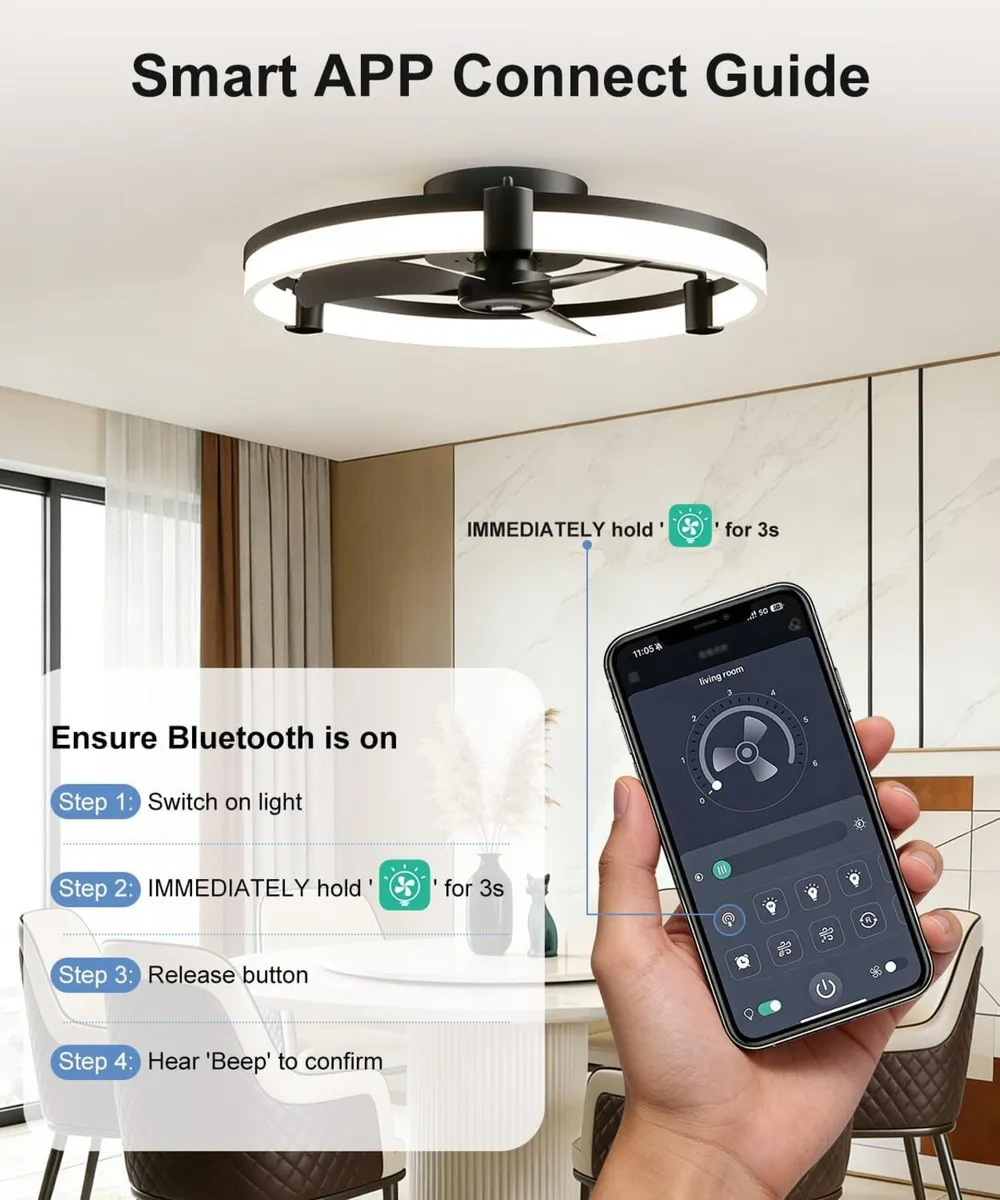 Ceiling Fan with Lights and Remote 50CM LED - Image 2