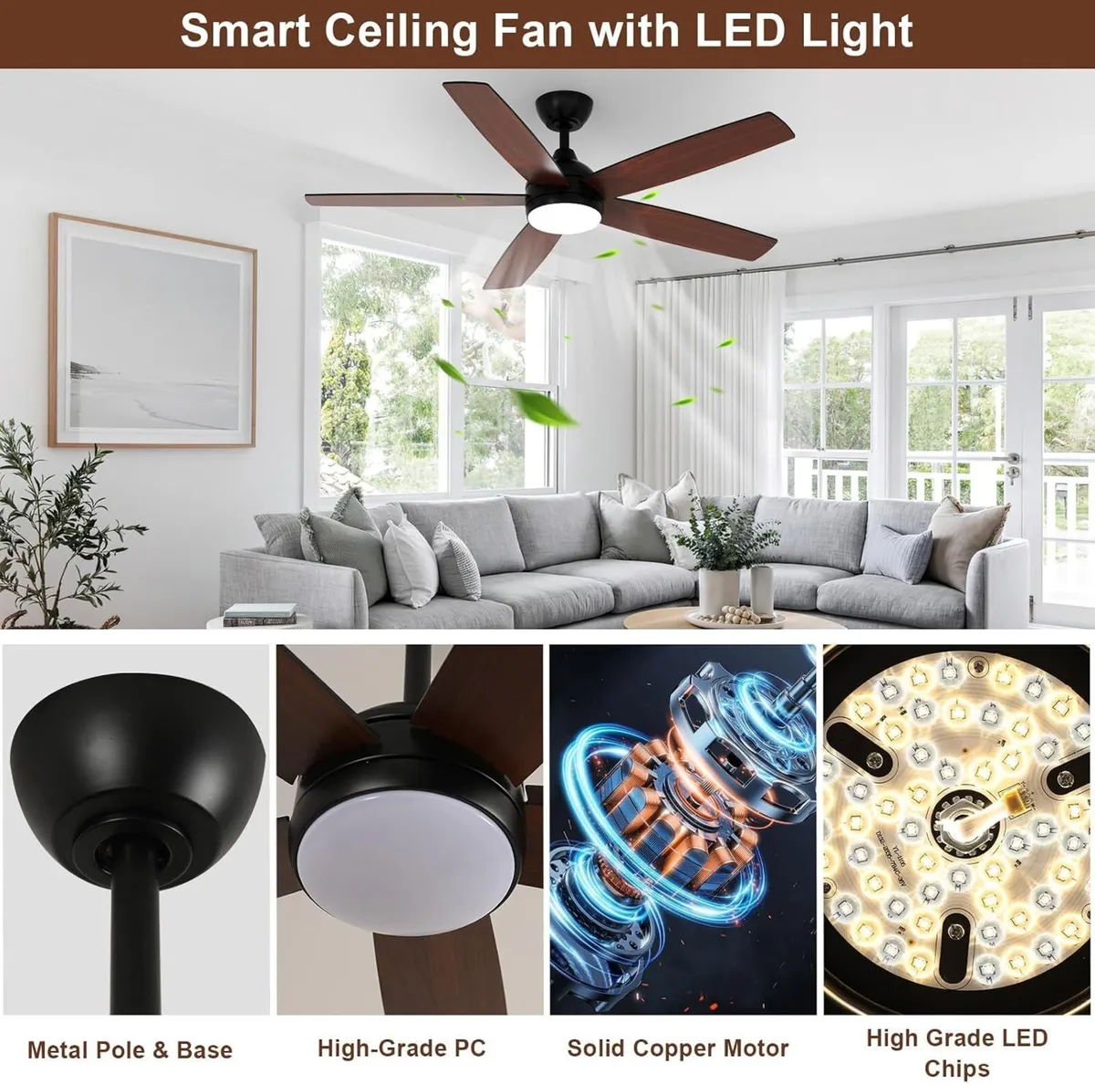 Ceiling Fans with Lights and Remote 52 Inch - Image 3