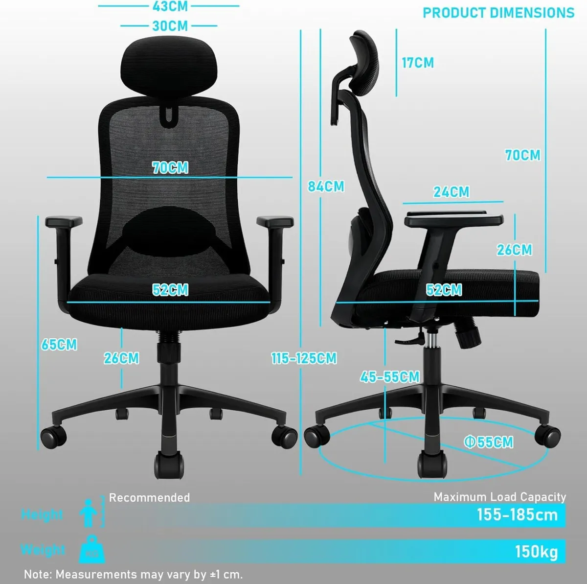 Ergonomic Office Chair with Adjustable Headrest - Image 2