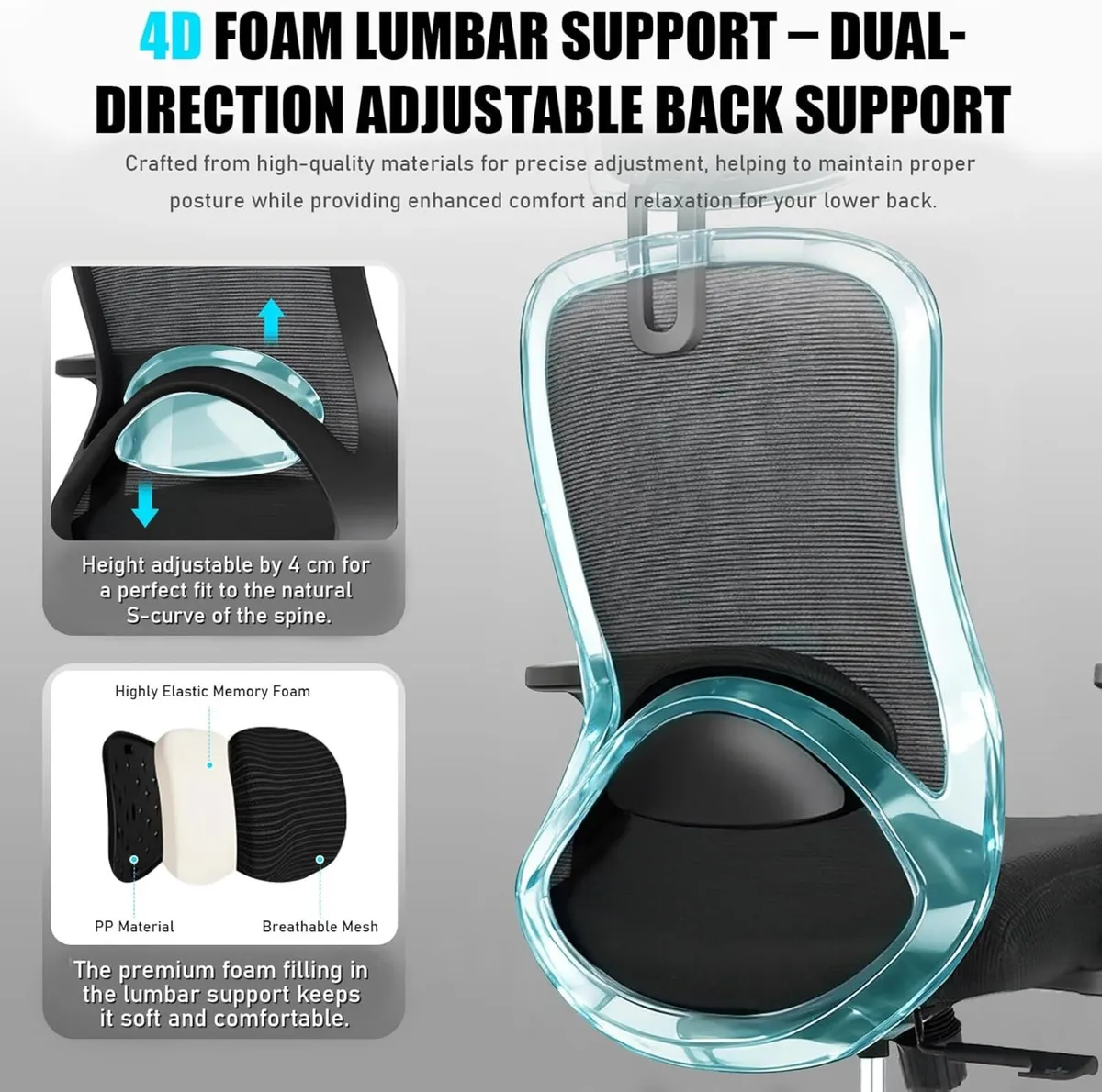 Ergonomic Office Chair with Adjustable Headrest - Image 3