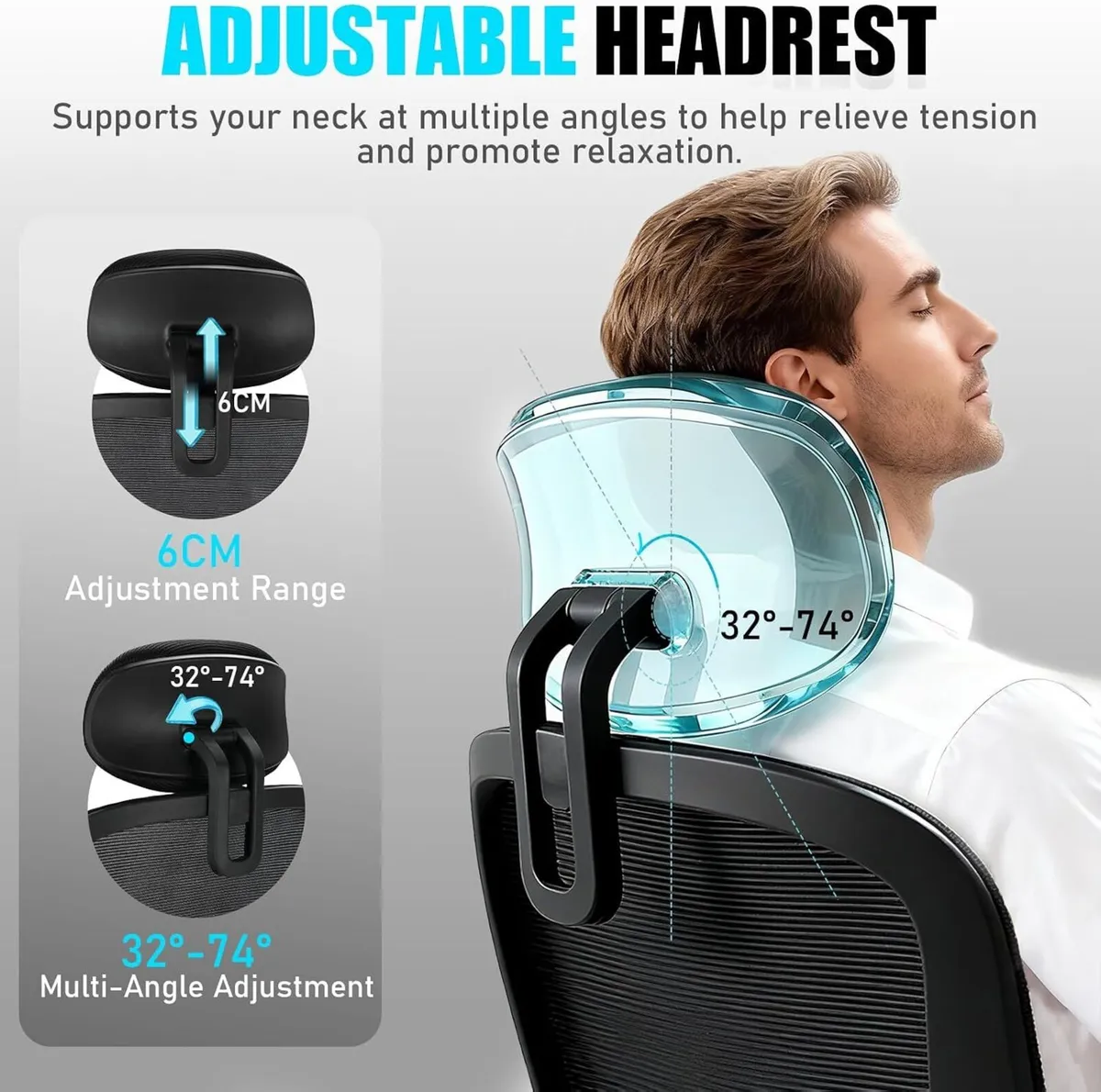 Ergonomic Office Chair with Adjustable Headrest - Image 4