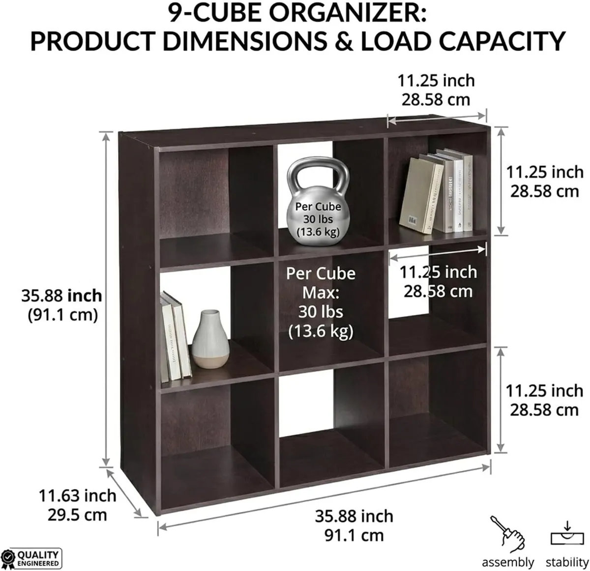 Sturdy Buildeasy Assembly 9 Cube Storage Organiser - Image 3