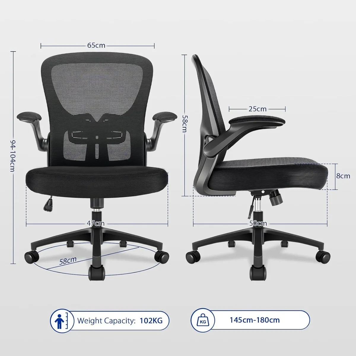 Ergonomic Office Chair Mesh Desk with Adjustable - Image 3