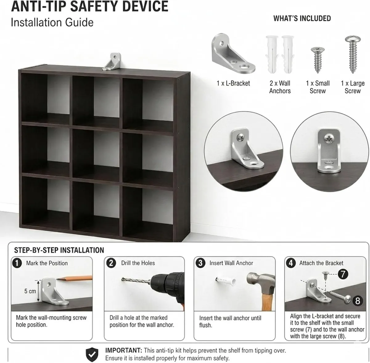 Sturdy Buildeasy Assembly 9 Cube Storage Organiser - Image 4