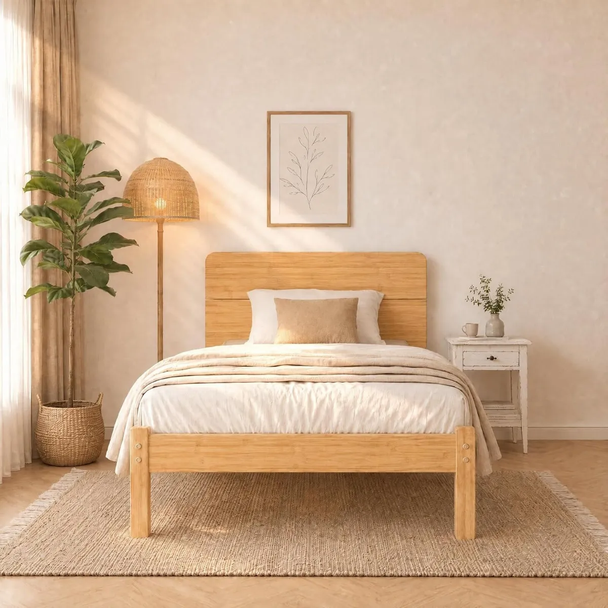 Wood Bed Frame with Headboard 14 Inch High - Image 3