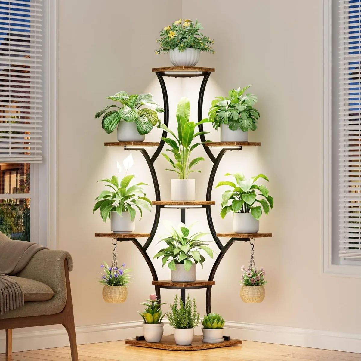 Corner Plant Stand with Grow Lights 52.7 - Image 3