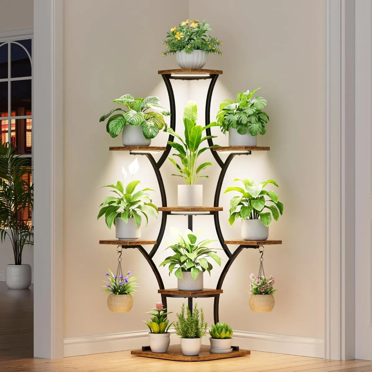 Corner Plant Stand with Grow Lights 52.7 - Image 1