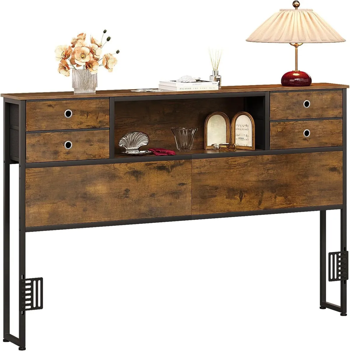 Bed Headboard with Storage Freestanding 4 Fabric - Image 1