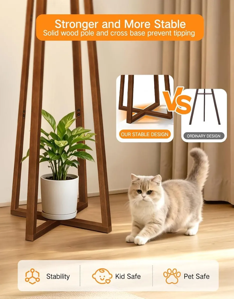 Walnut Floor Lamp with Crossed Square Wooden Base - Image 4