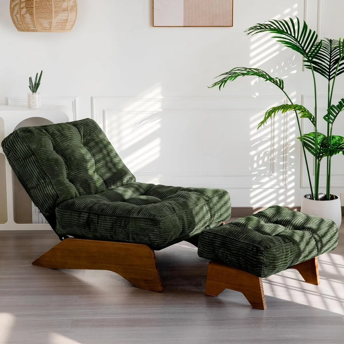 Folding Accent Chair with Footrest Modern - Image 1