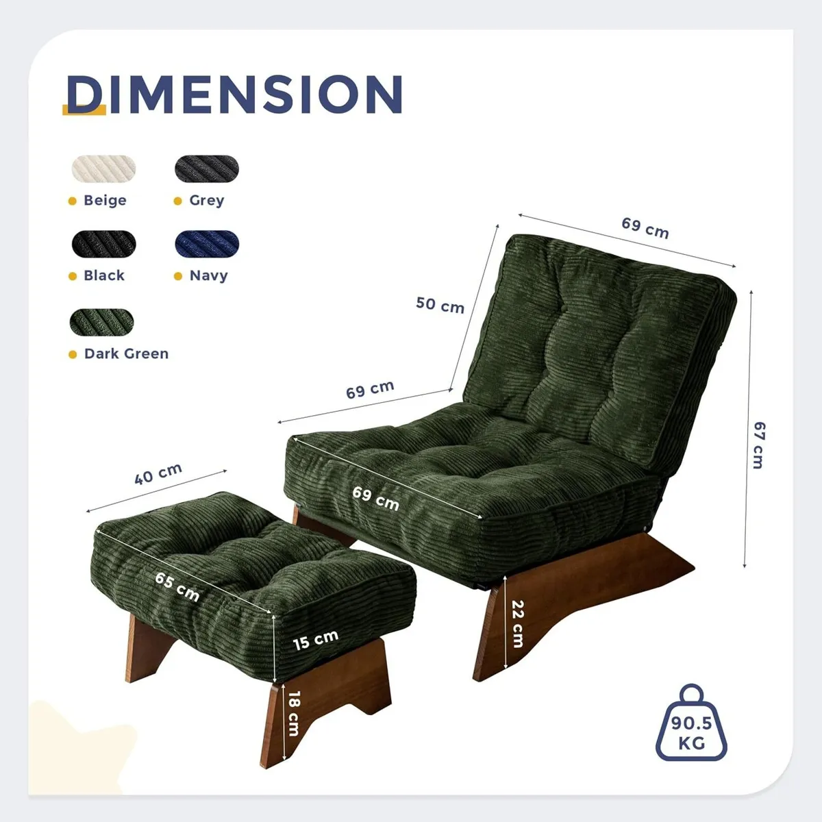 Folding Accent Chair with Footrest Modern - Image 2
