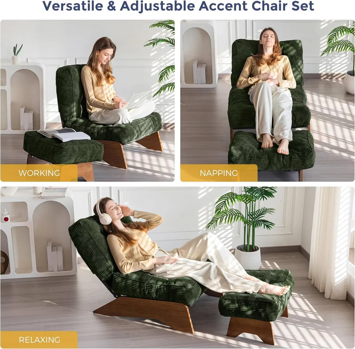 Folding Accent Chair with Footrest Modern - Image 3