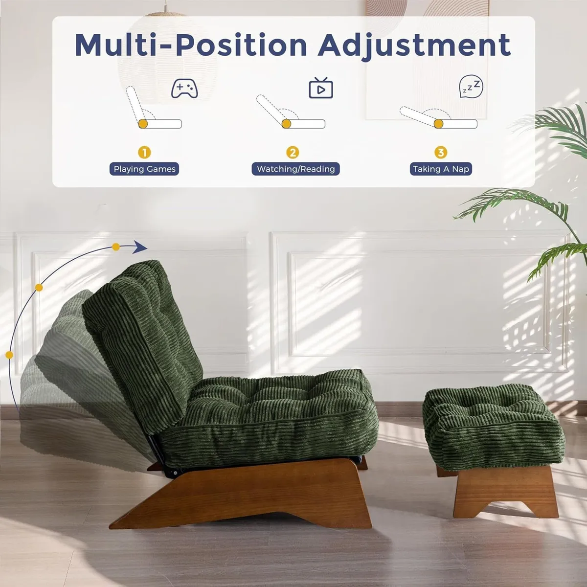 Folding Accent Chair with Footrest Modern - Image 4