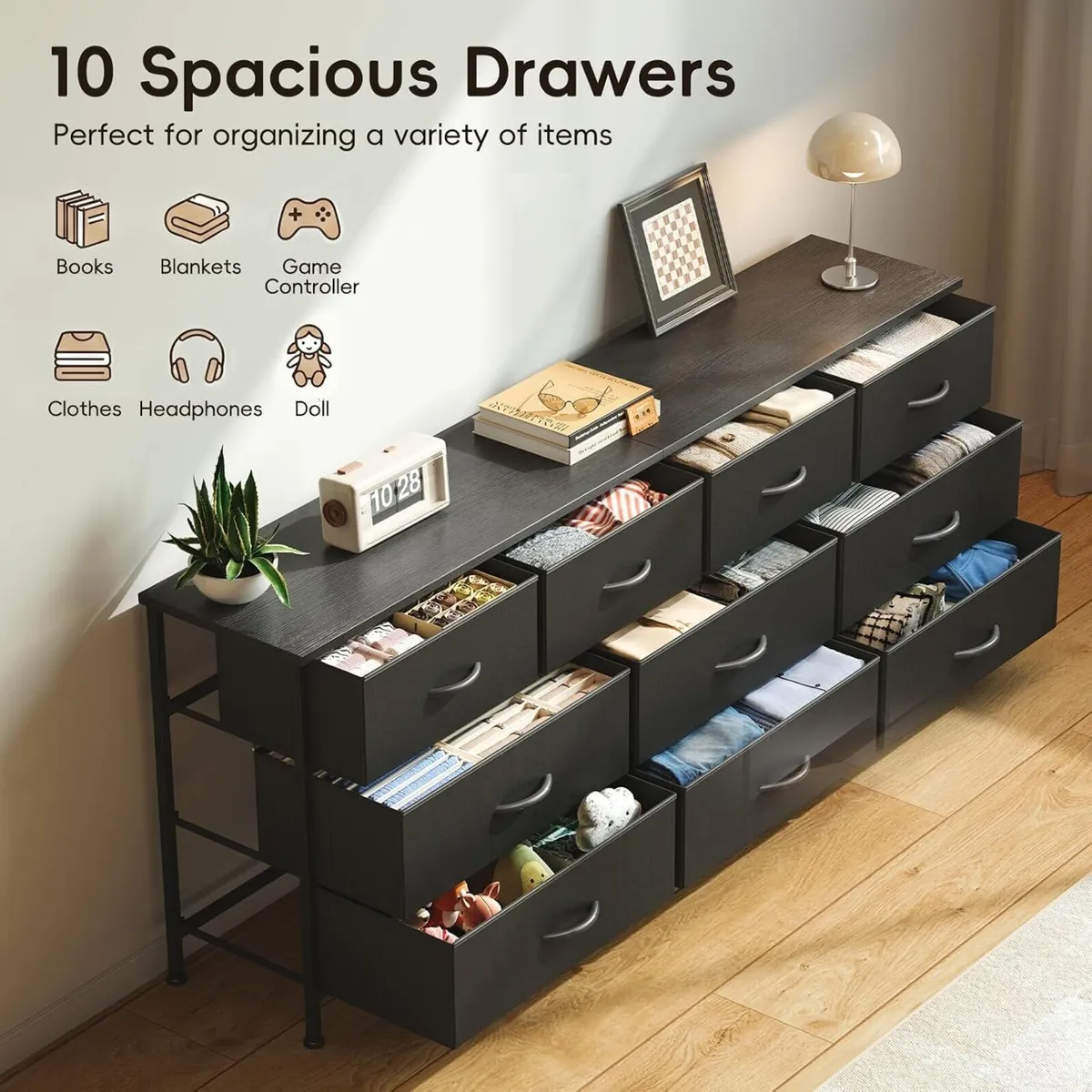 Bedroom Dresser Chests of Drawers with 10 Fabric - Image 4