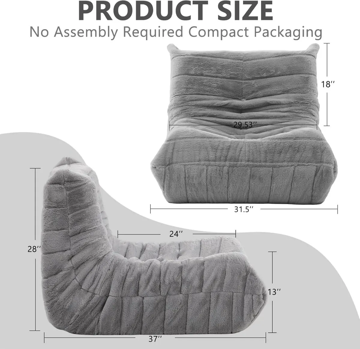 Bean Bag Chair W Filling Comfy Lounge Floor - Image 2