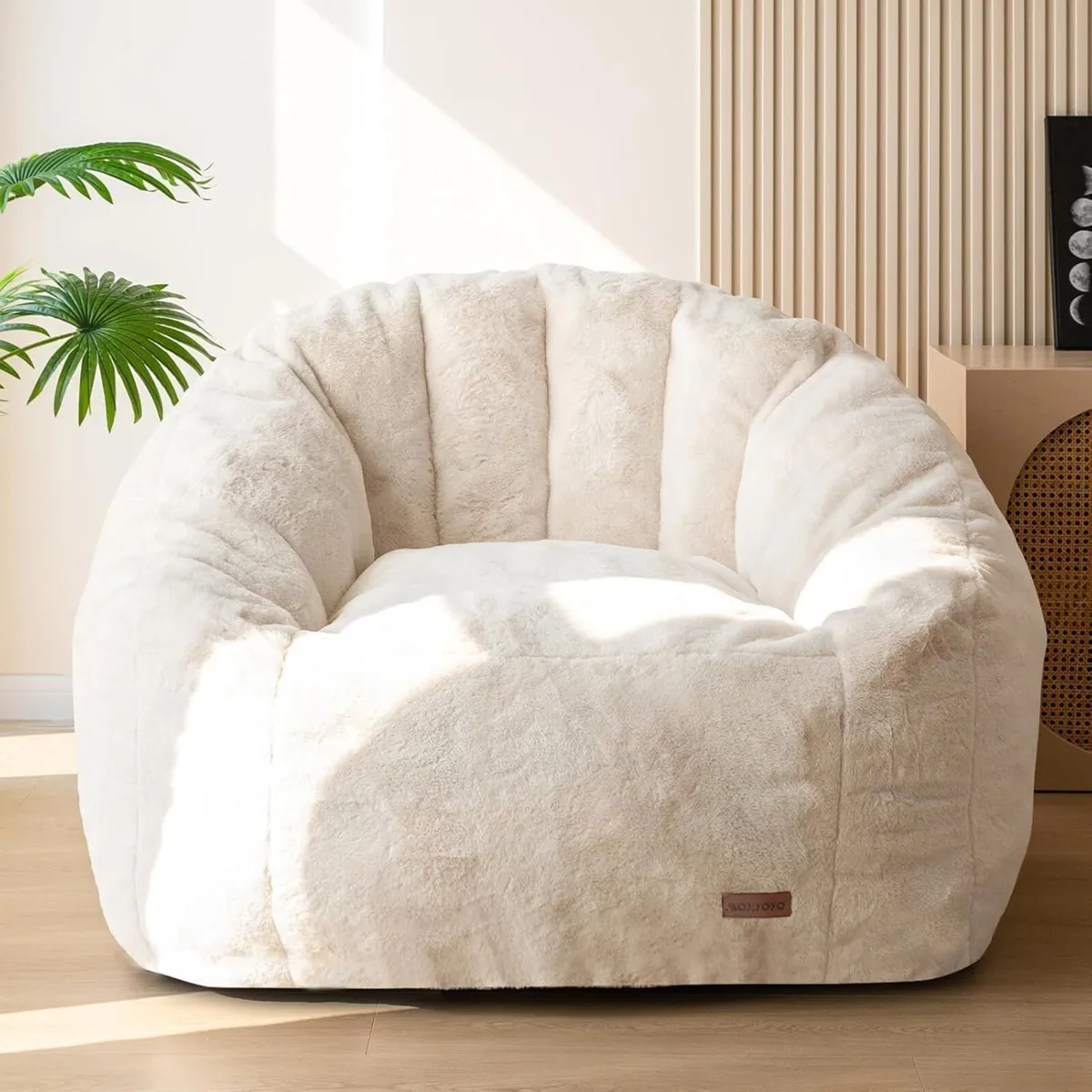 Giant Bean Bag Chair Faux Fur Shell Shaped - Image 1