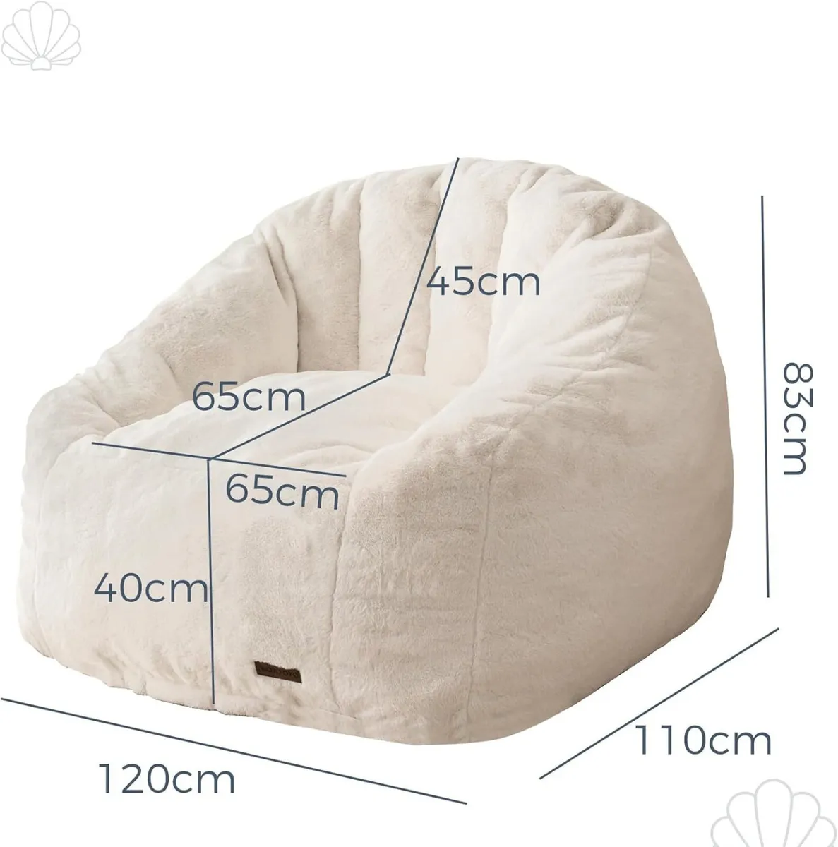 Giant Bean Bag Chair Faux Fur Shell Shaped - Image 2