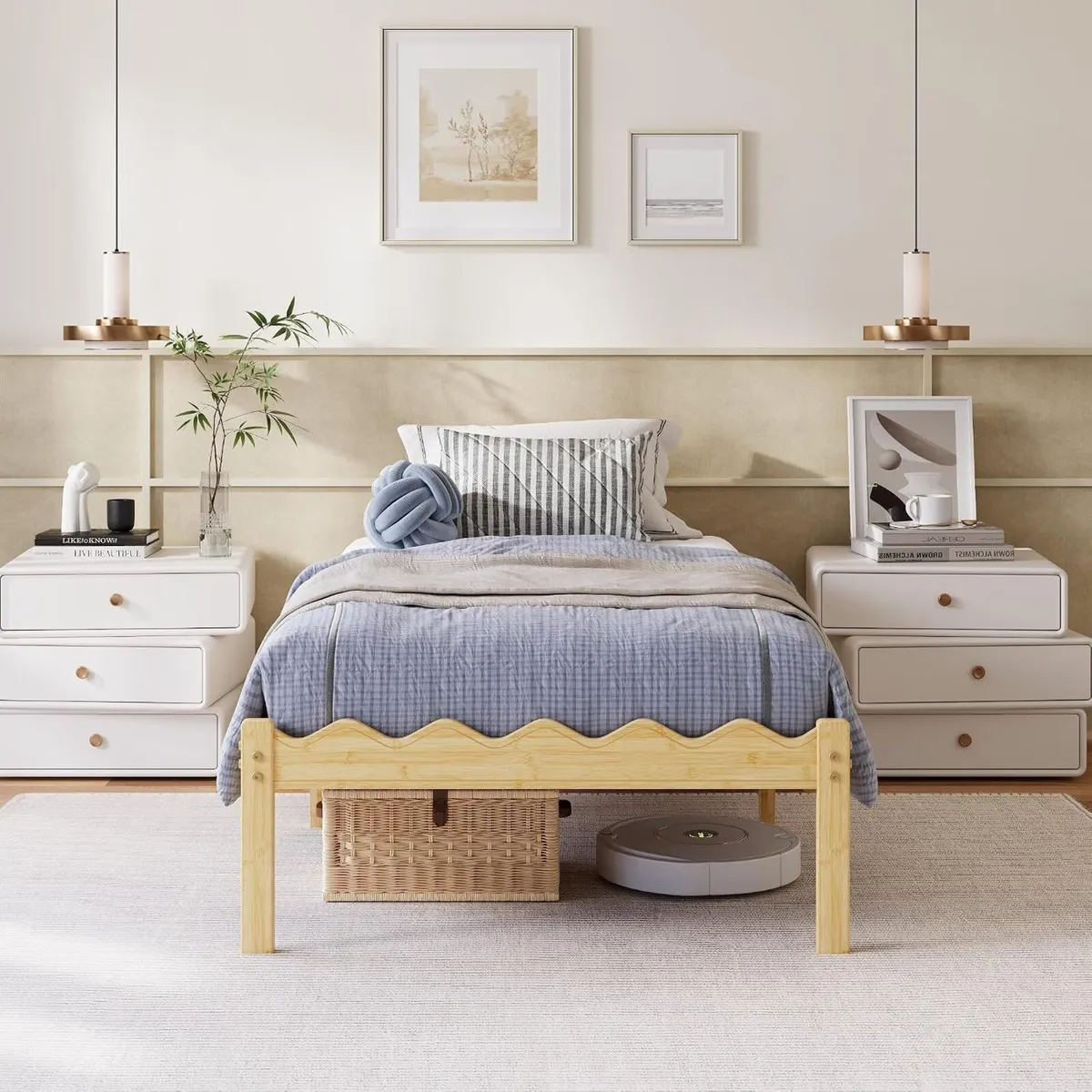 Wooden Bed Frame Modern Bamboo Wood Style - Image 1