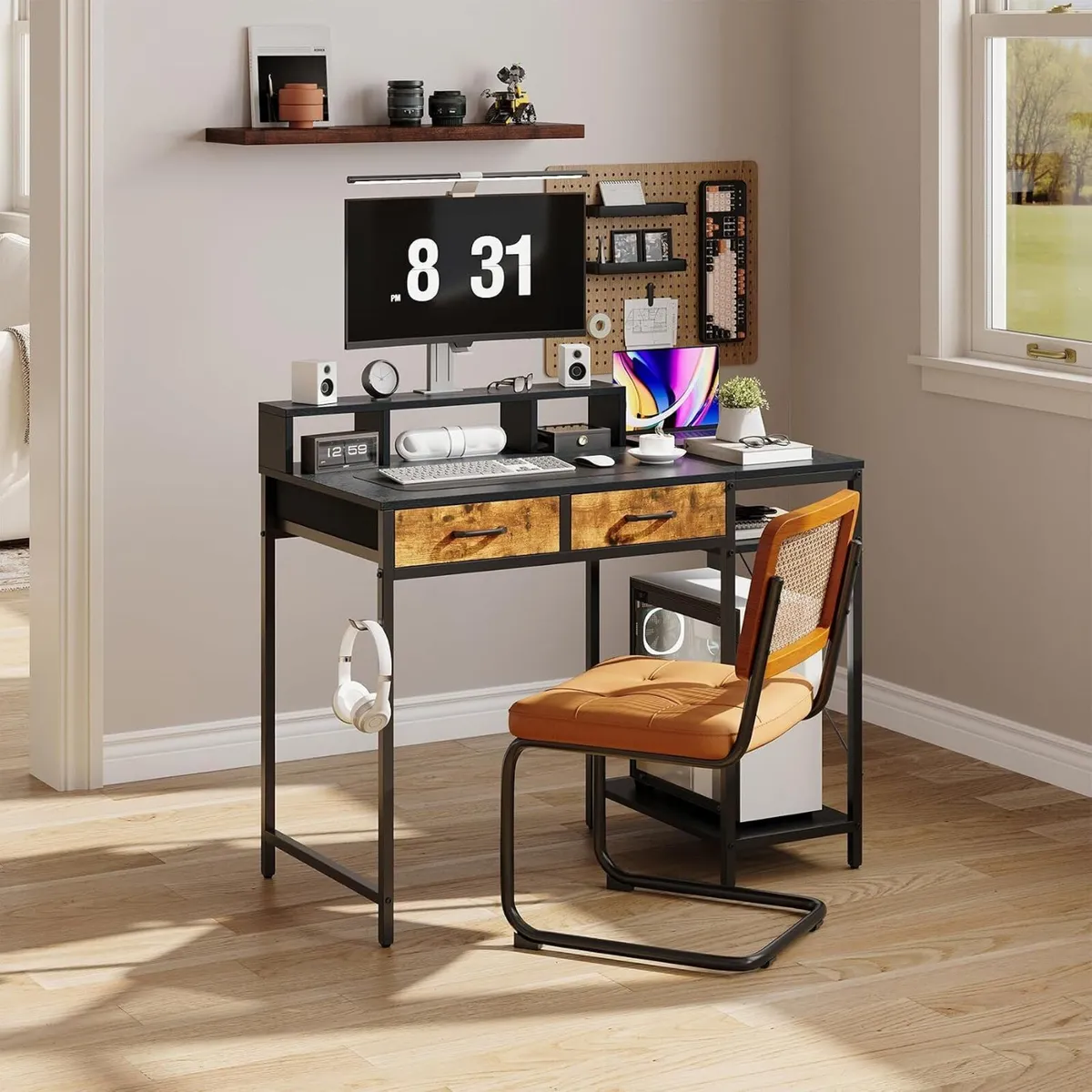 Computer Desk with Drawers Gaming Fixed Monitor - Image 2