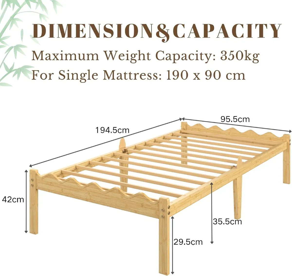 Wooden Bed Frame Modern Bamboo Wood Style - Image 2