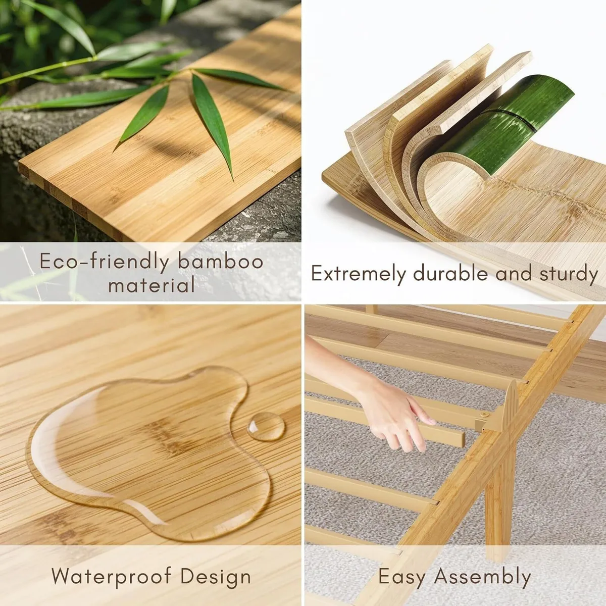Wooden Bed Frame Modern Bamboo Wood Style - Image 3