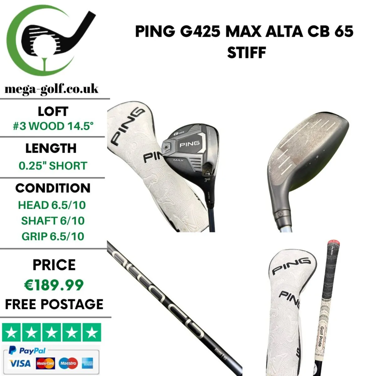 Ping G425 Max #3 Wood 14.5° / Alta CB 65 Stiff - Image 1