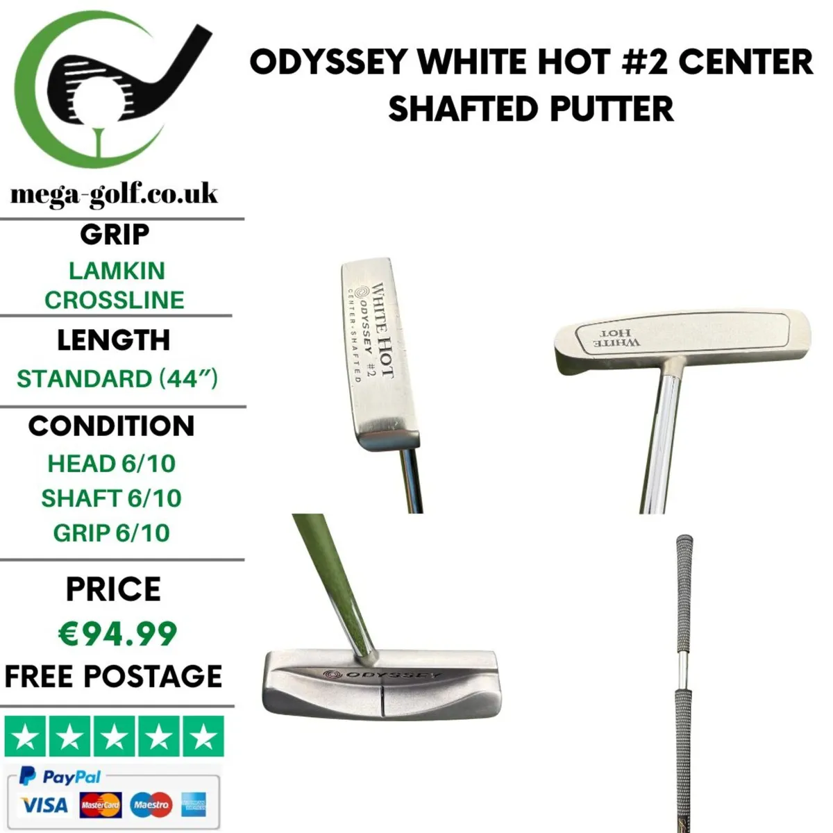 Odyssey White Hot #2 Center Shafted Putter / 44" - Image 1