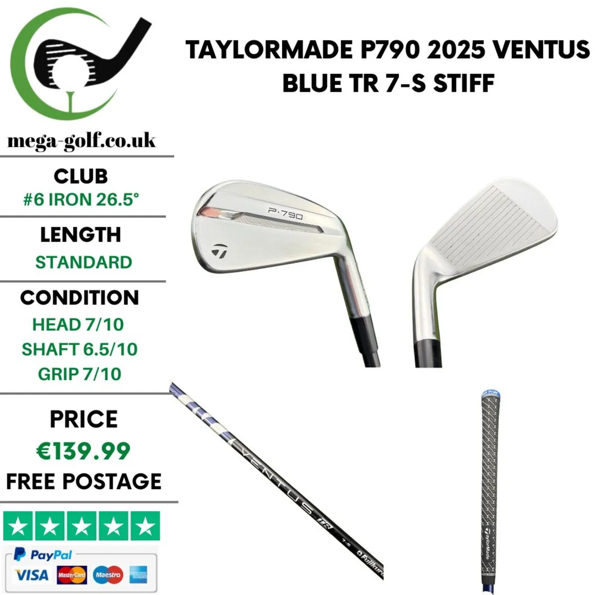 Taylormade P790 2025 #6 Iron 26.5° / Stiff - Image 1