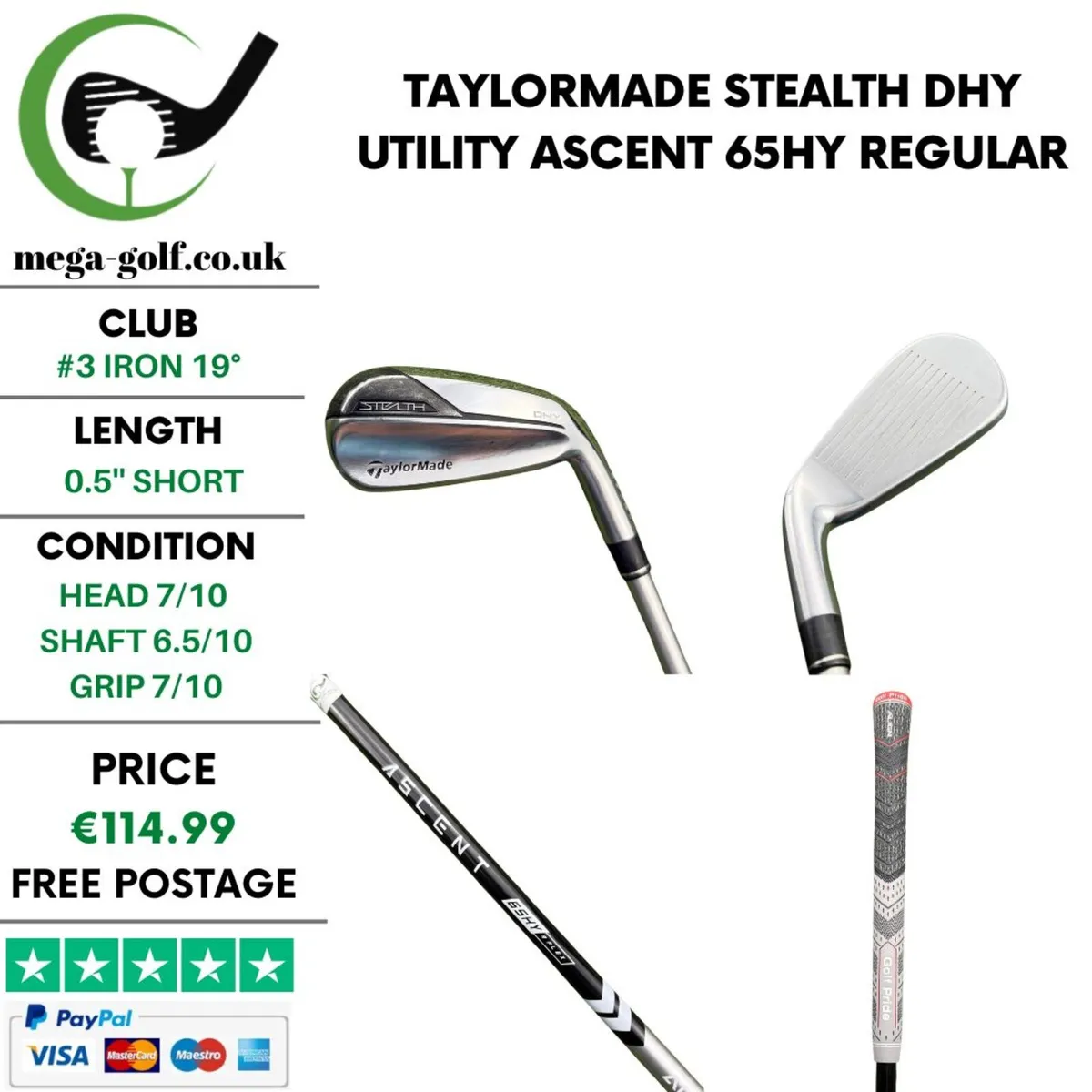 Taylormade Stealth DHY Utility #3 Iron 19° - Image 1