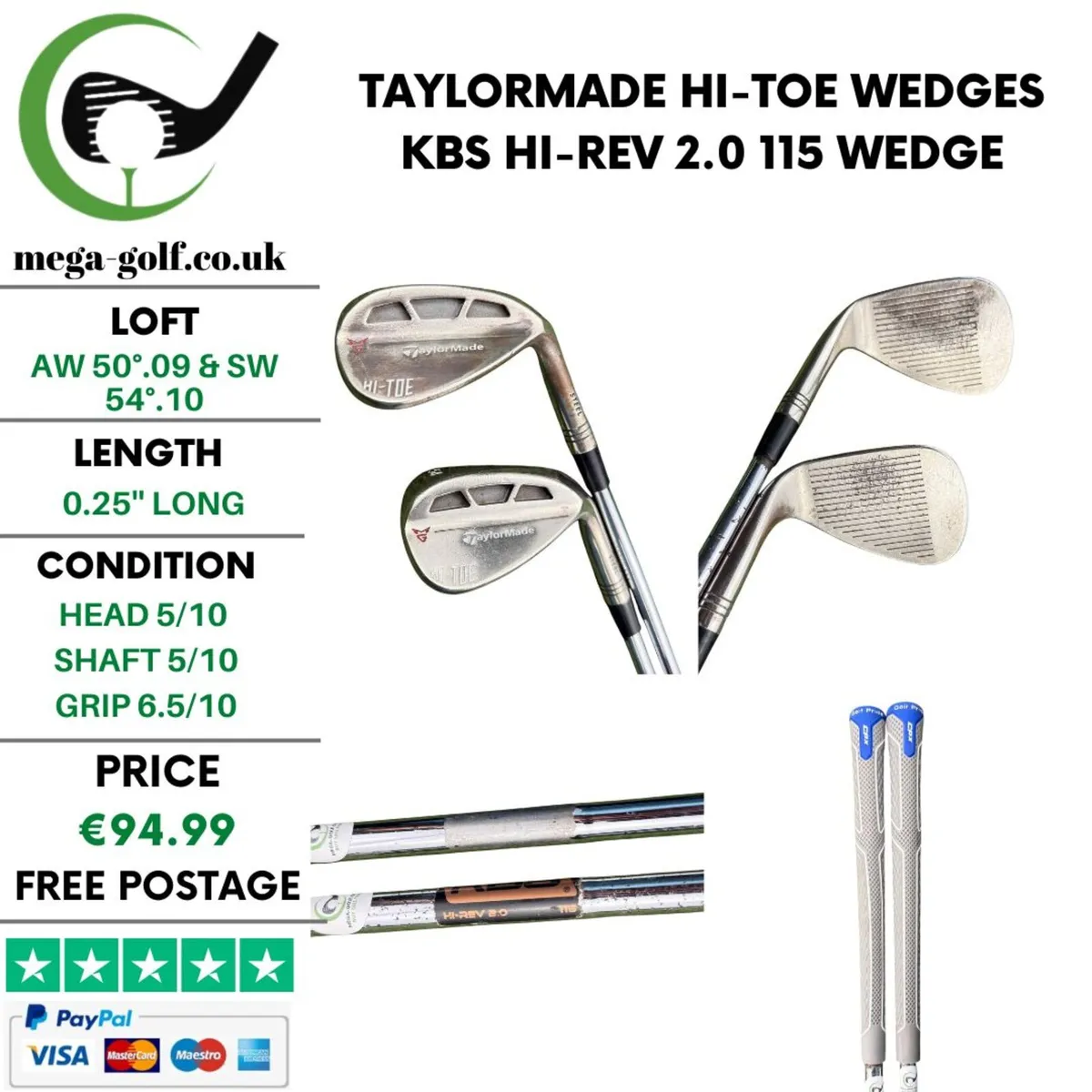 Taylormade Hi-Toe Wedges Aw 50°.09 & Sw 54°.10 - Image 1