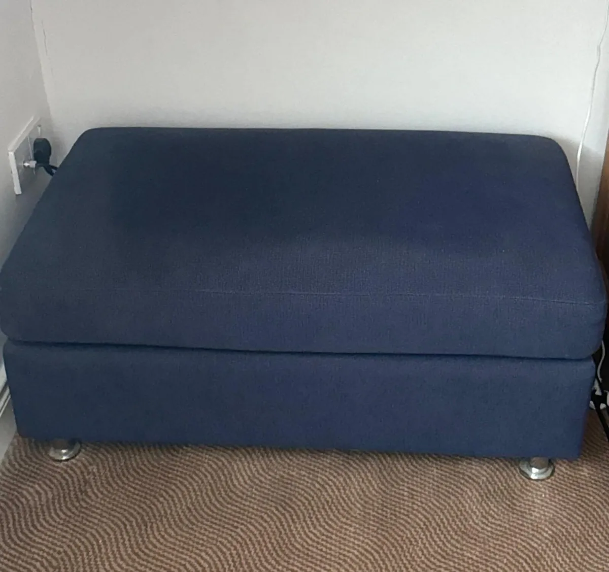 Navy 2 Piece Sofa Suite + Matching Footstool - Image 3