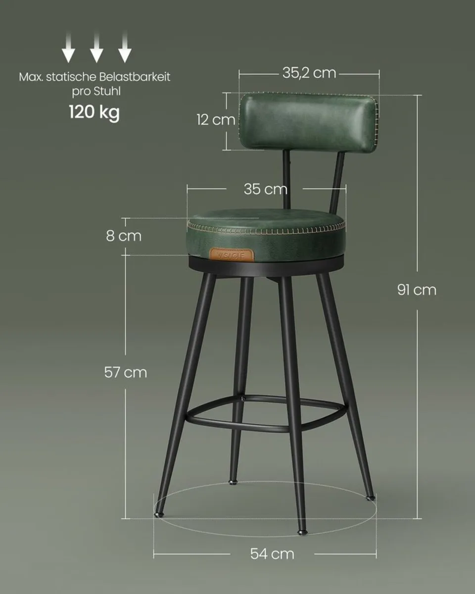 2 x new green kitchen barstools - FREE DELIVERY - Image 2