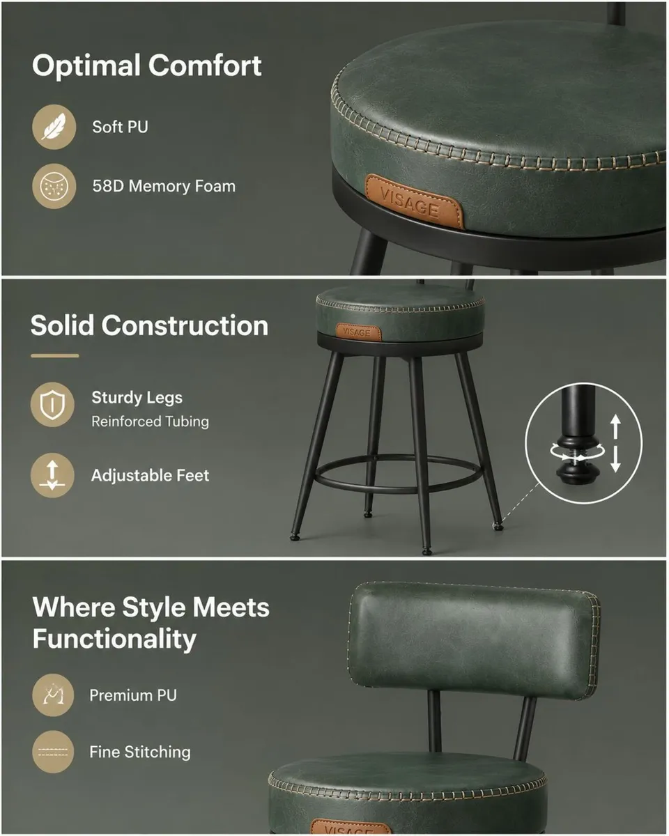 2 x new green kitchen barstools - FREE DELIVERY - Image 4