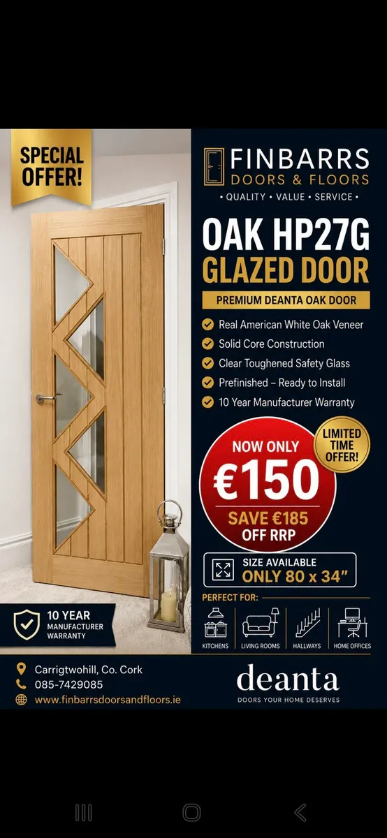 Deanta Oak Clear Glass Doors