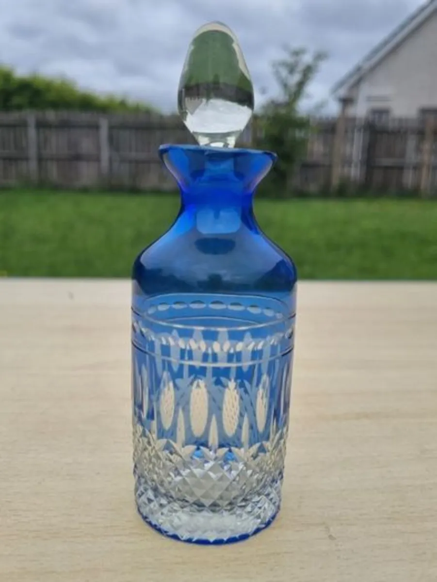 Cobalt small cut-to-clear crystal carafe - Image 1