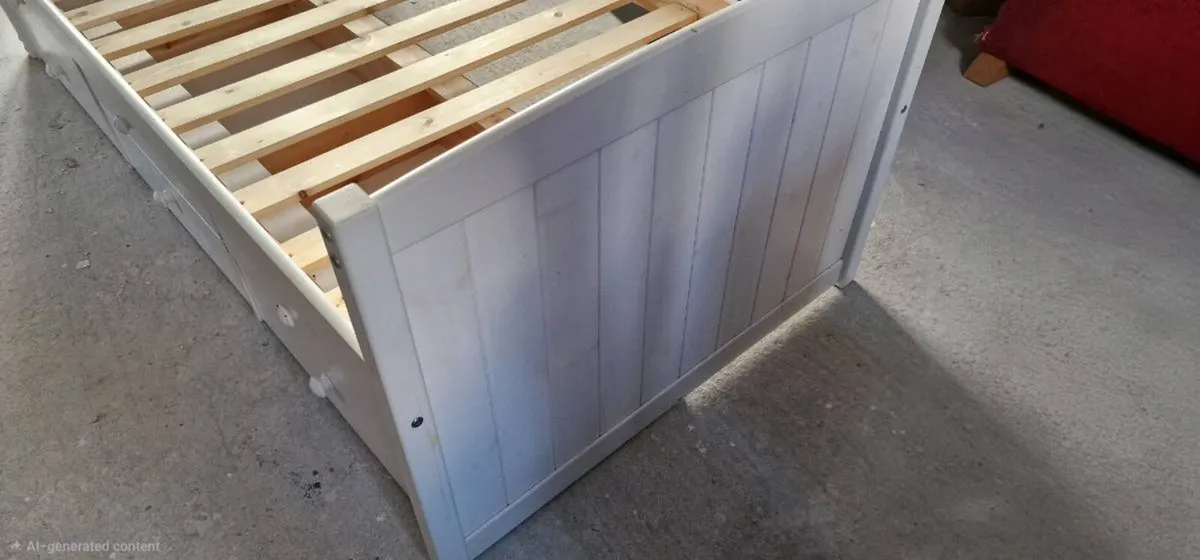 White Single Bed w/ Drawers - Image 4