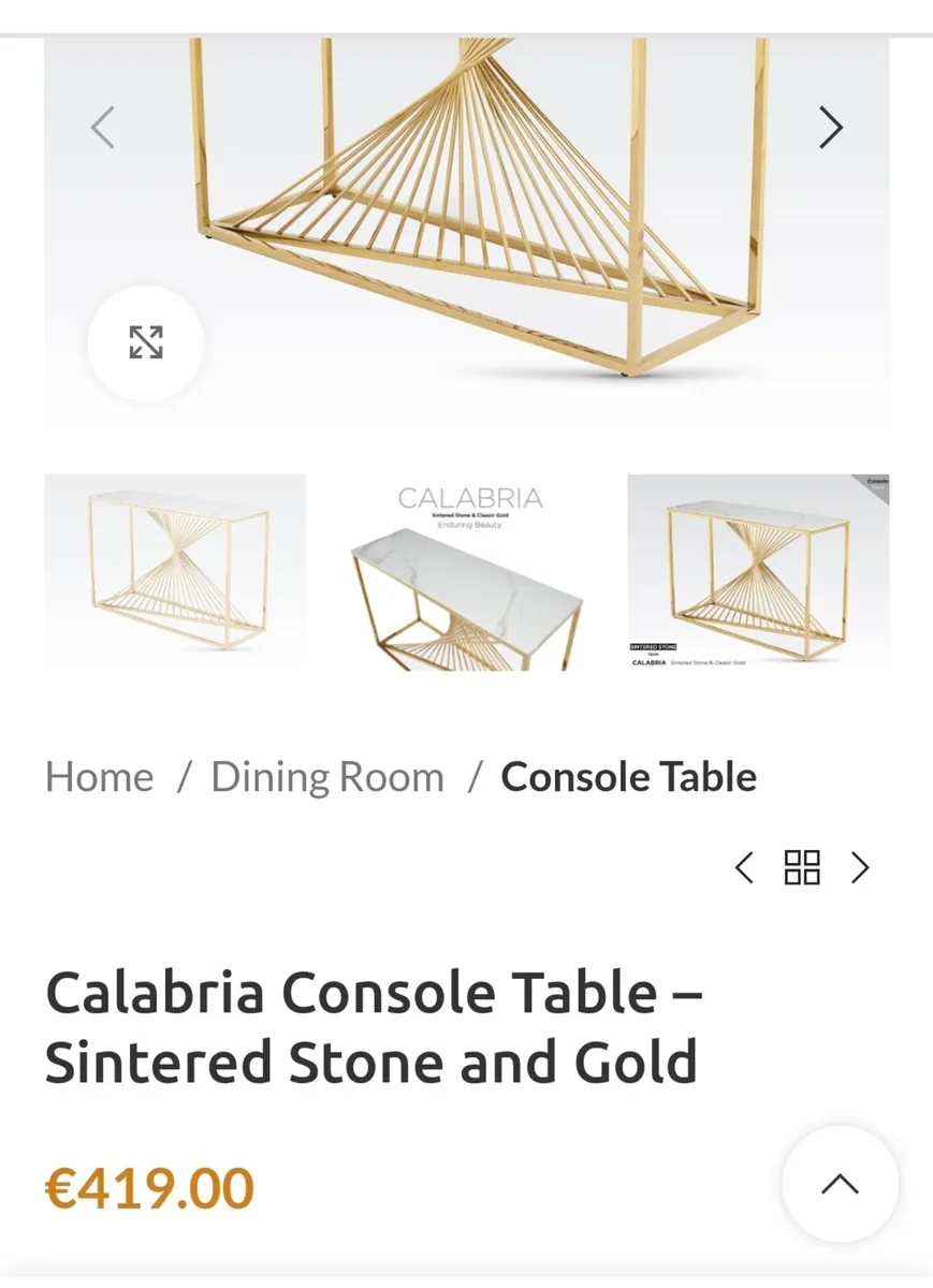 Calabria Console Table Tile / Gold Finish - Image 2