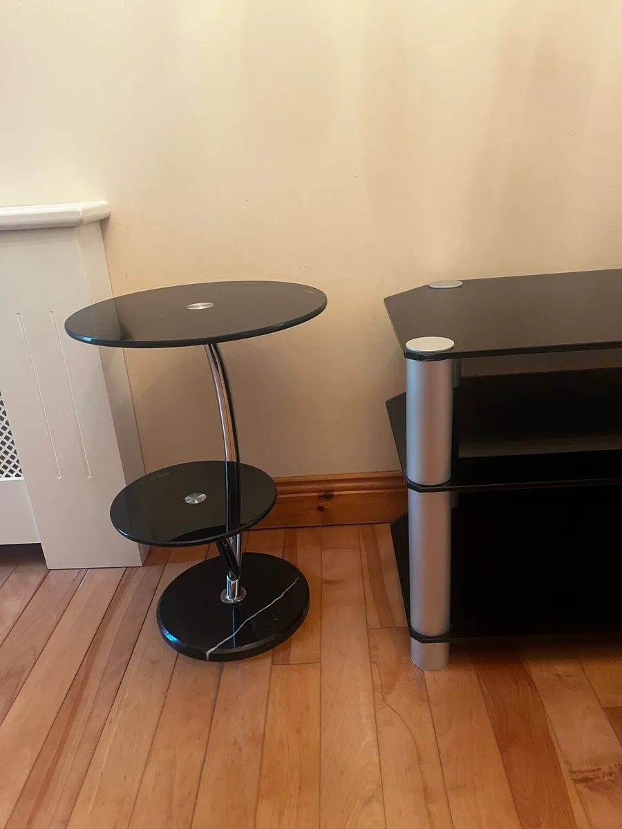 Large Glass tv stand & matching side table - Image 3