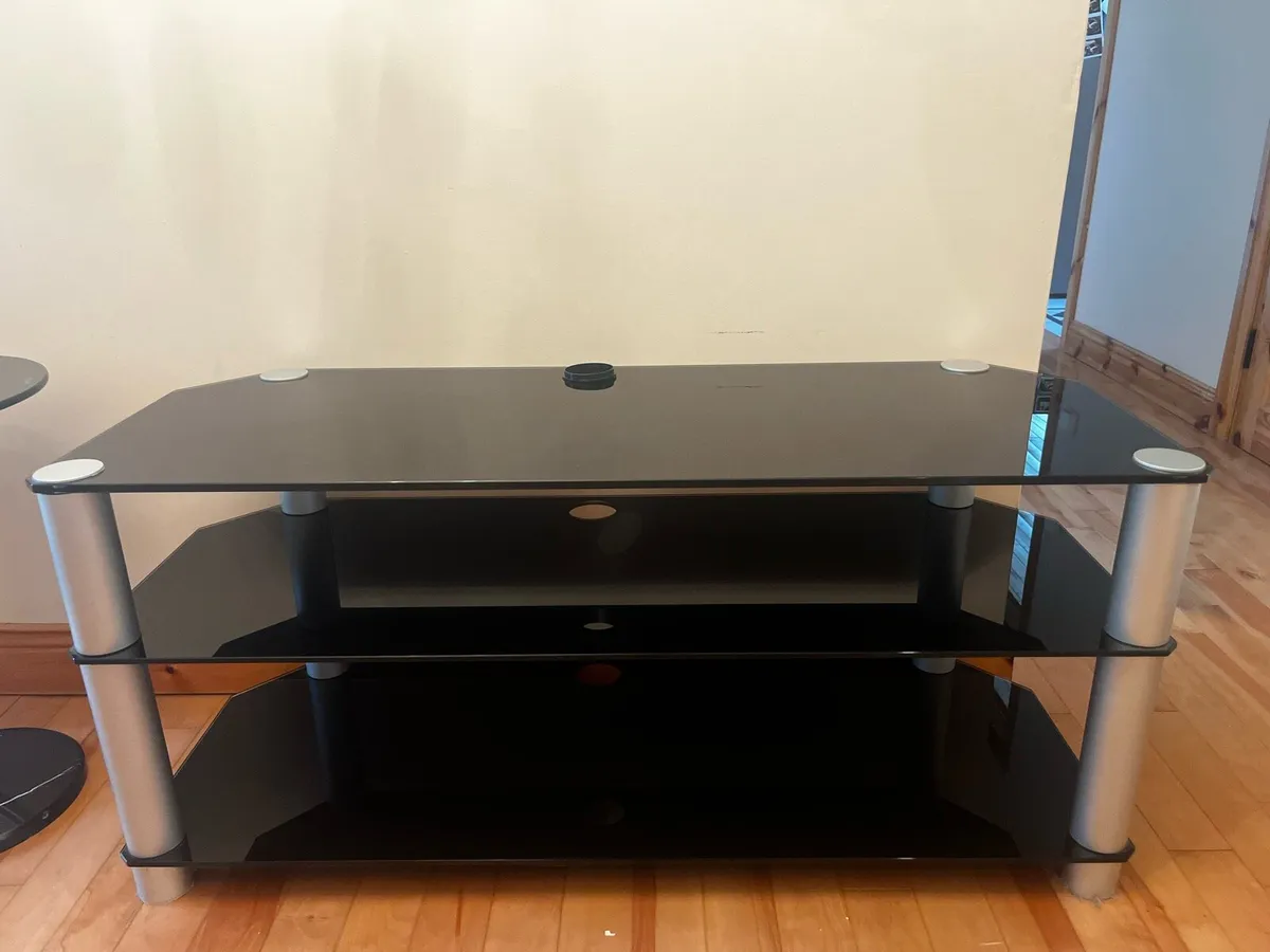 Large Glass tv stand & matching side table - Image 2