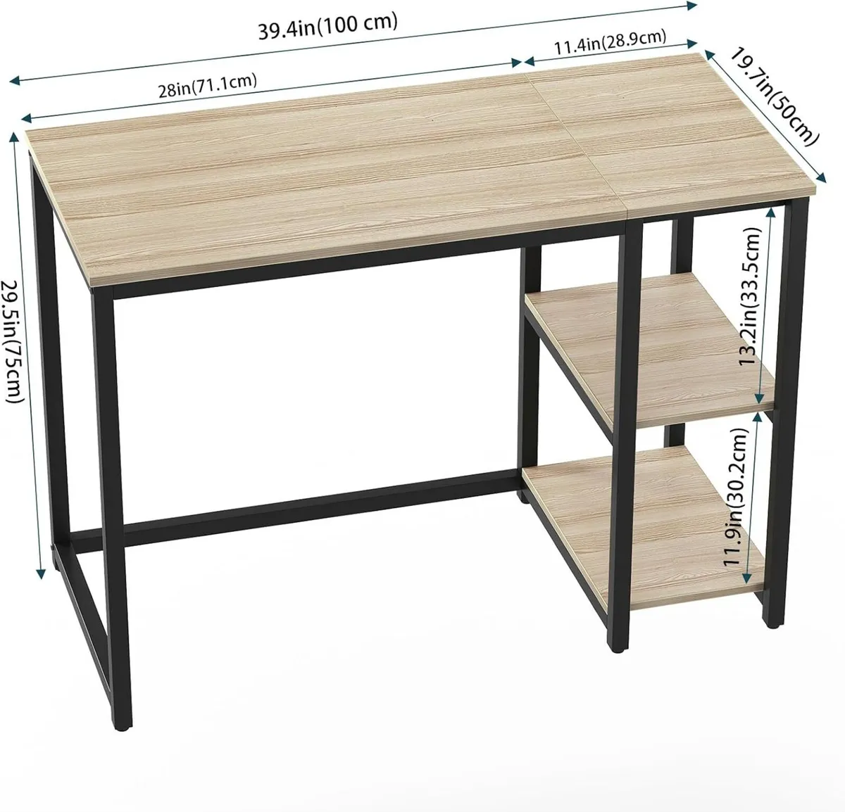 Computer Desk with 2-Tier Shelves Sturdy Home - Image 3