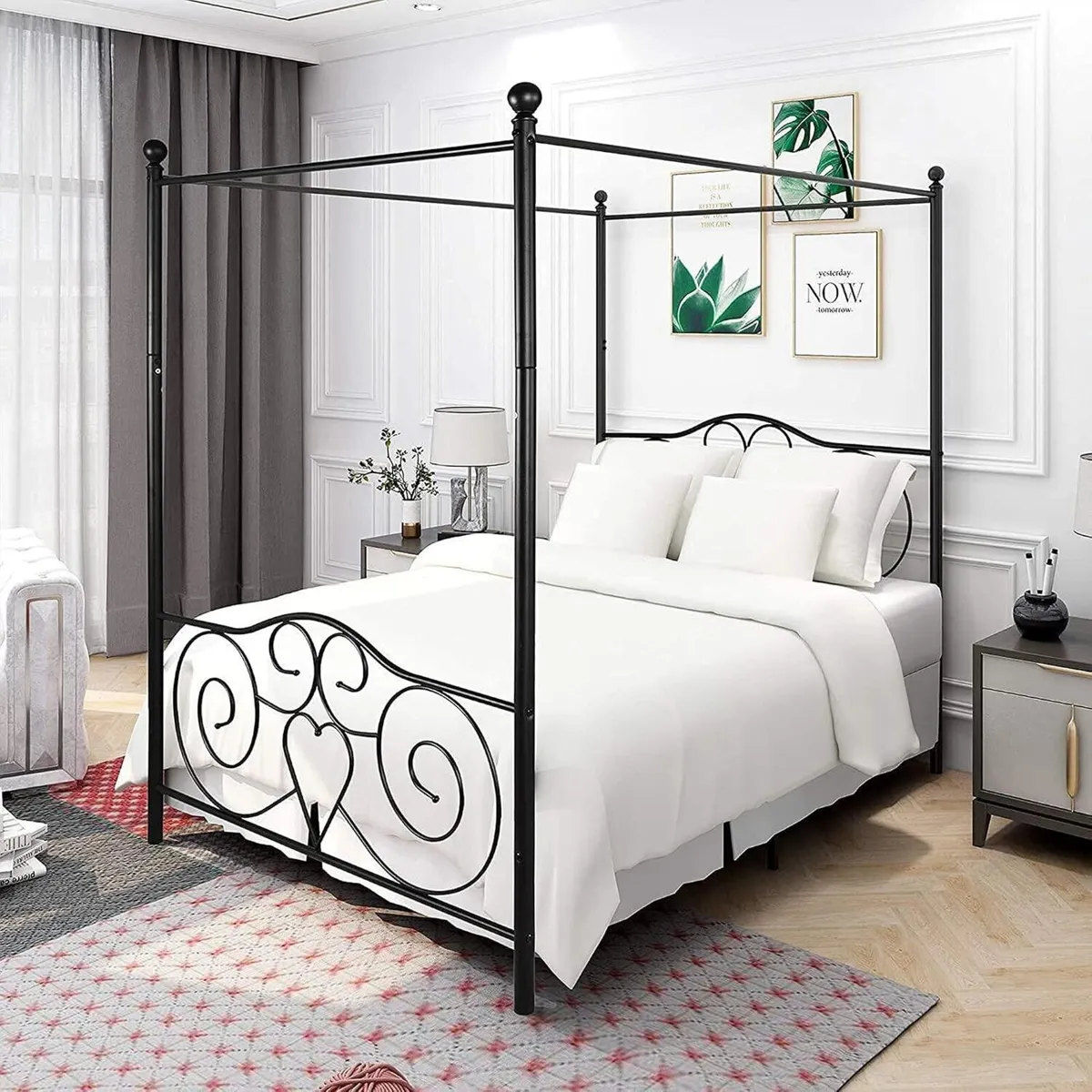 Bed Frame with Vintage Headboard Footboard - Image 3