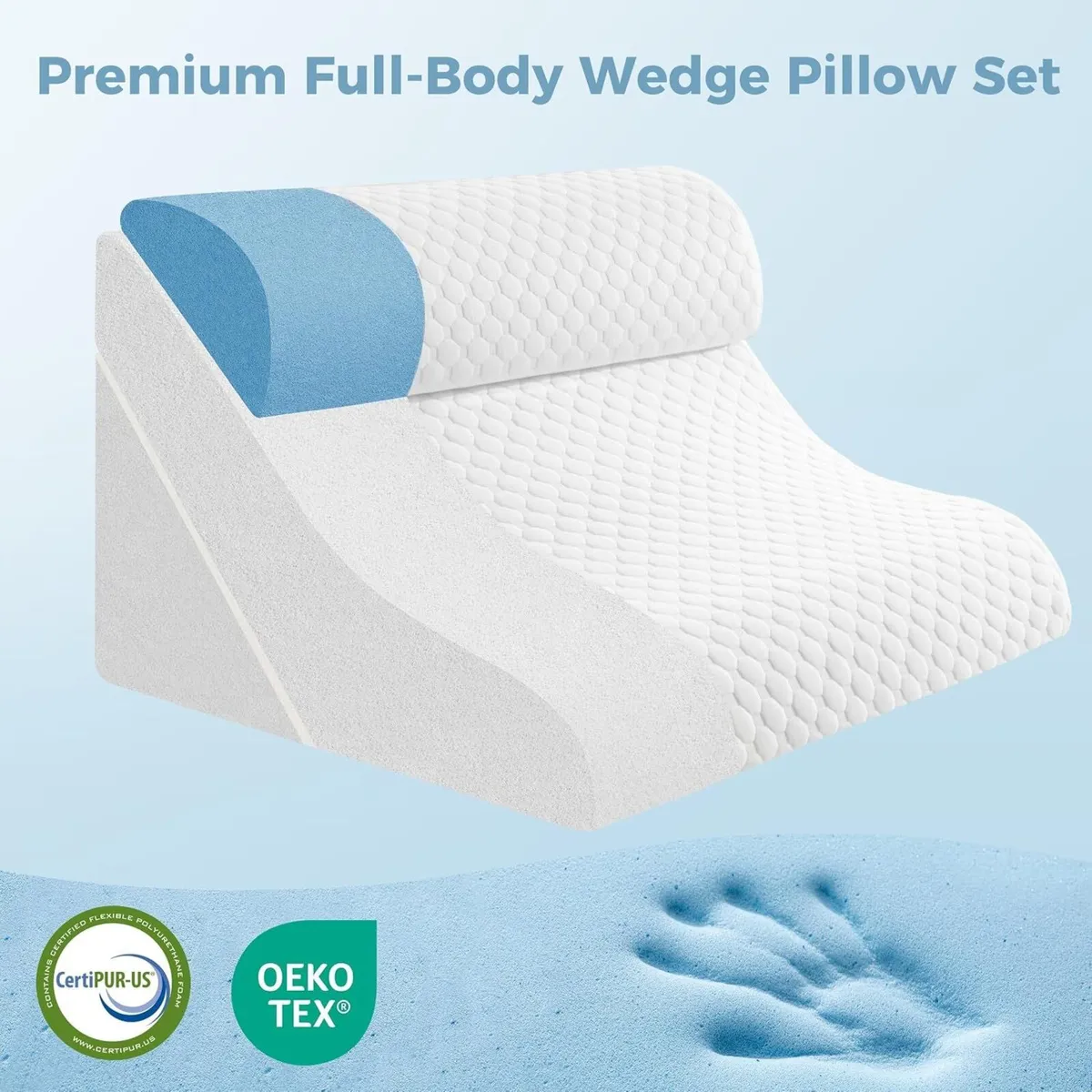 3-In-1 Orthopaedic Bed Wedge Pillow Set Memory - Image 4