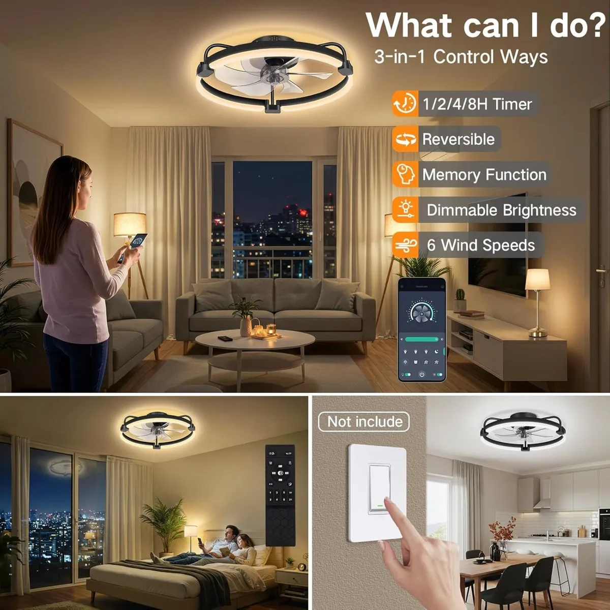50CM Ceiling Fans with Lights and Remote 6 - Image 2