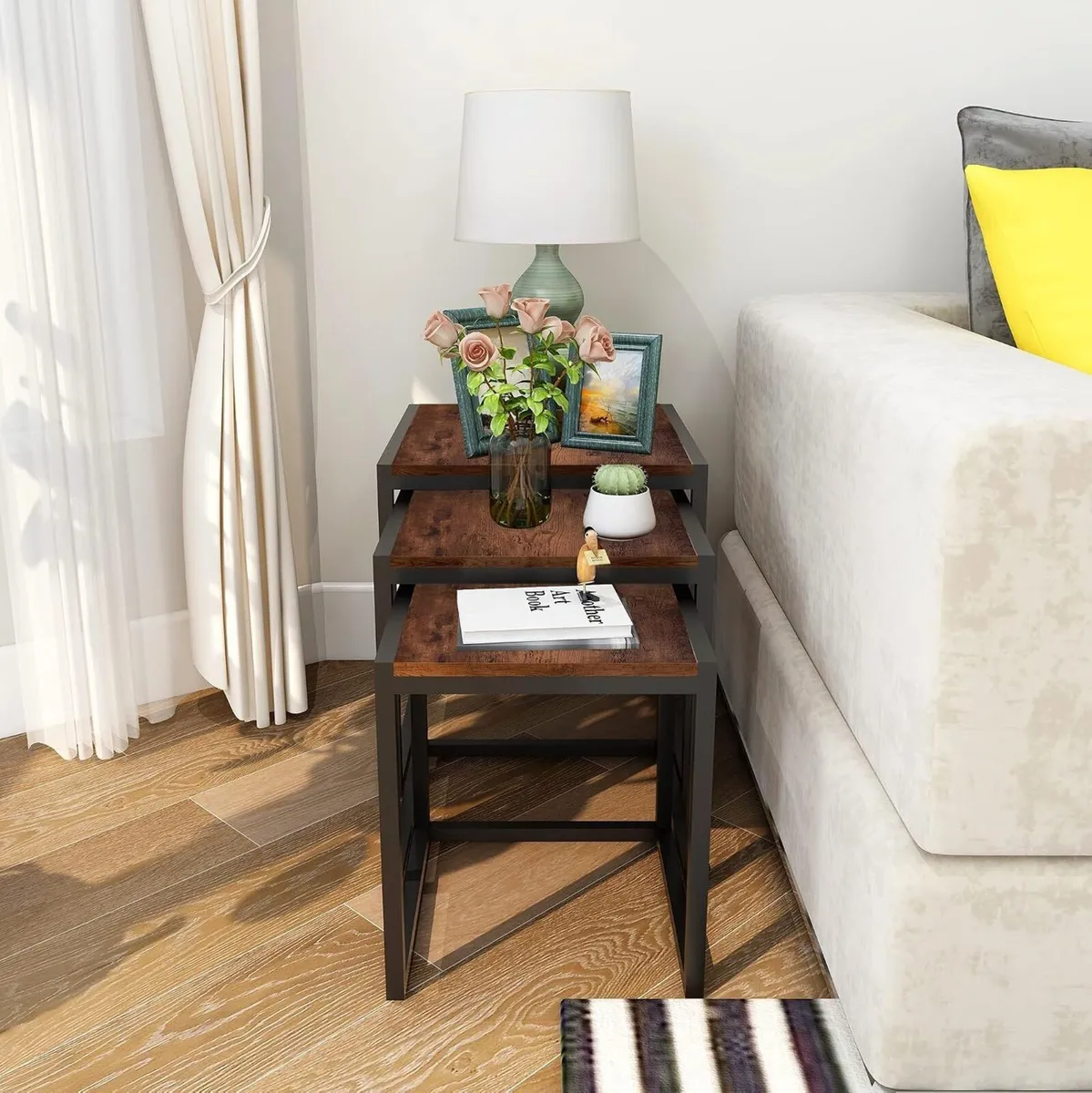 Nesting Coffee Table Stacking Metal Side Tables 3 - Image 4